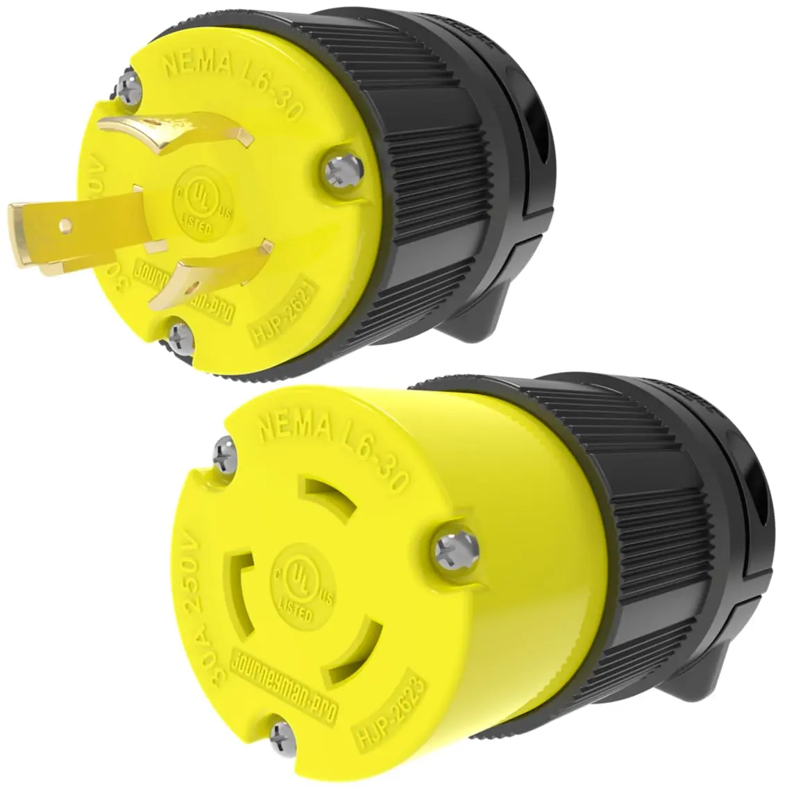 Journeyman-Pro NEMA L6-30P & L6-30R Locking Plug & Connector Set, 30A, 250V, 7500W, Industrial Grade, 2-Pack - view 7