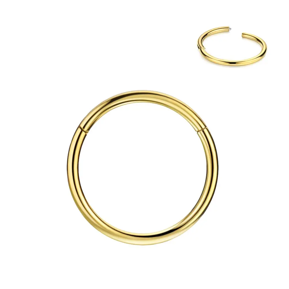 FANSING 18k Gold Plated Nose Hoop Ring 7mm (18 Gauge) | Hypoallergenic Surgical Steel Clicker - main product image