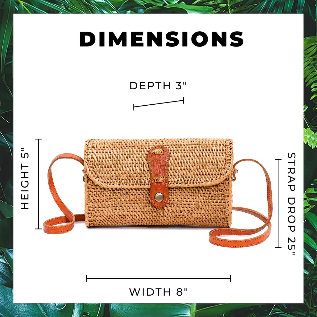 Novum Crafts Handmade Rattan Purse - Straw Wicker Crossbody Bag for Women | Tropical Bohemian Style (70-120 chars) - view 6