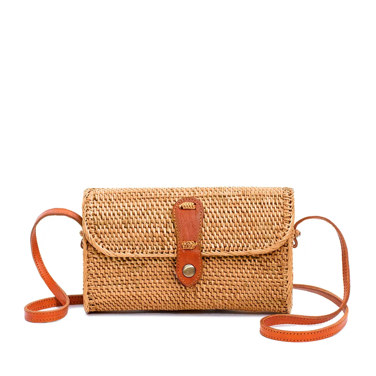 Novum Crafts Handmade Rattan Purse - Straw Wicker Crossbody Bag for Women | Tropical Bohemian Style (70-120 chars) - main product image