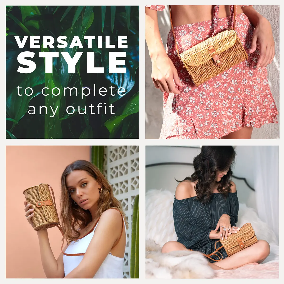 Novum Crafts Handmade Rattan Purse - Straw Wicker Crossbody Bag for Women | Tropical Bohemian Style (70-120 chars) - view 7