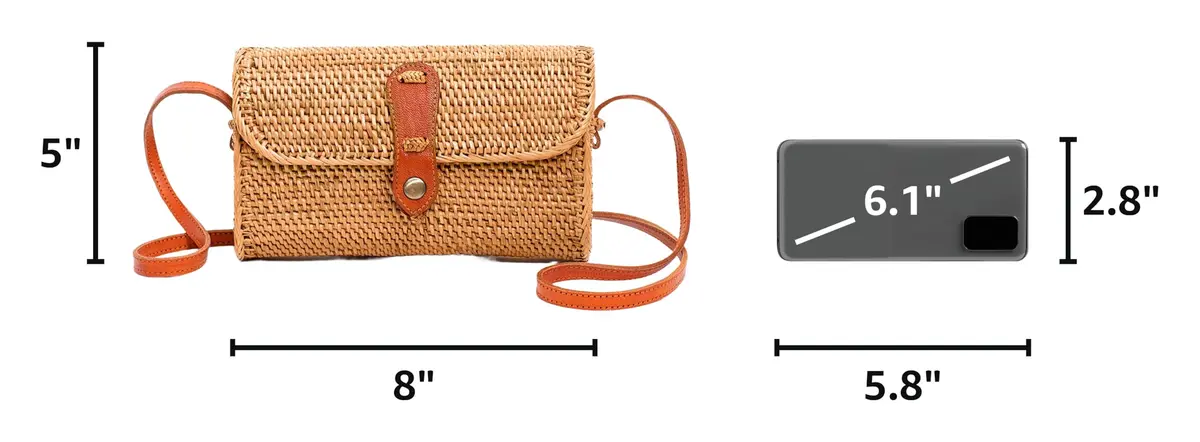 Novum Crafts Handmade Rattan Purse - Straw Wicker Crossbody Bag for Women | Tropical Bohemian Style (70-120 chars) - view 3