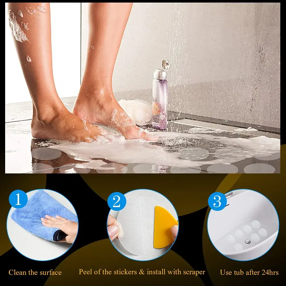 DaskFire Clear Non-Slip Bathtub Treads 8cm (3.15in) Diameter, 24 Pack | Protects Family from Slippery Surfaces - view 3