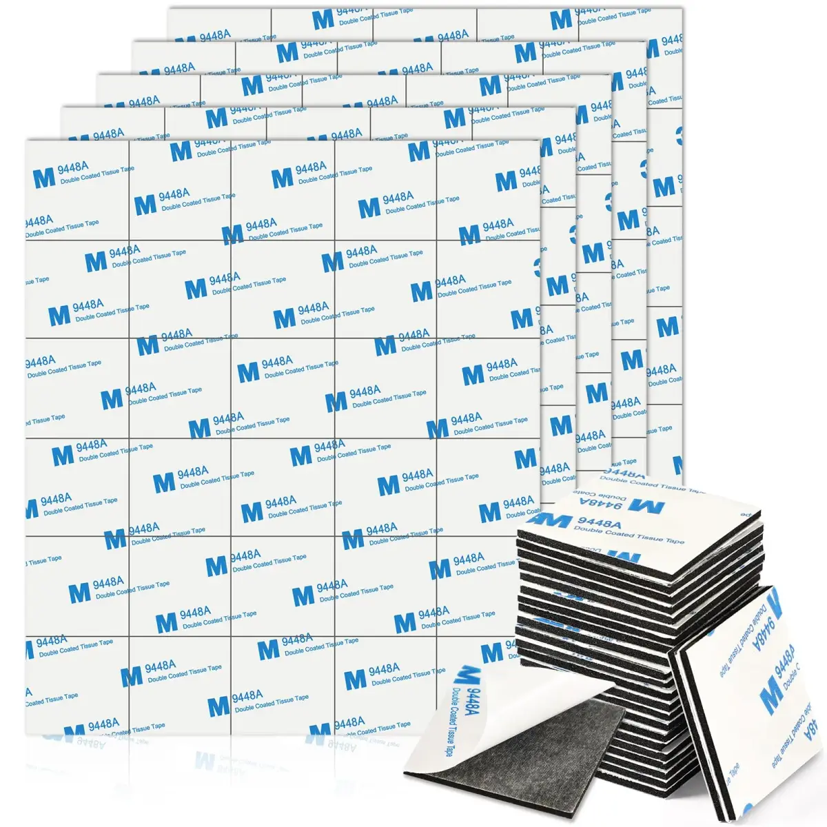 UPINS Black 120 Pack Double Sided Foam Tape Squares | 40mm x 40mm (1.57" x 1.57") - main product image