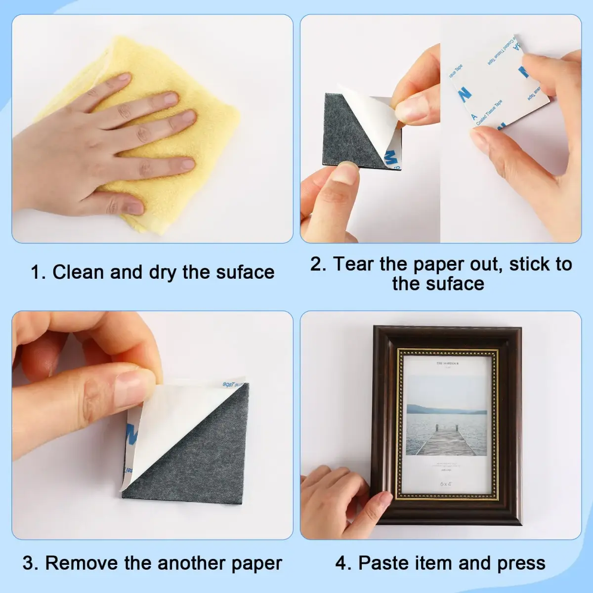 UPINS Black 120 Pack Double Sided Foam Tape Squares | 40mm x 40mm (1.57" x 1.57") - view 3