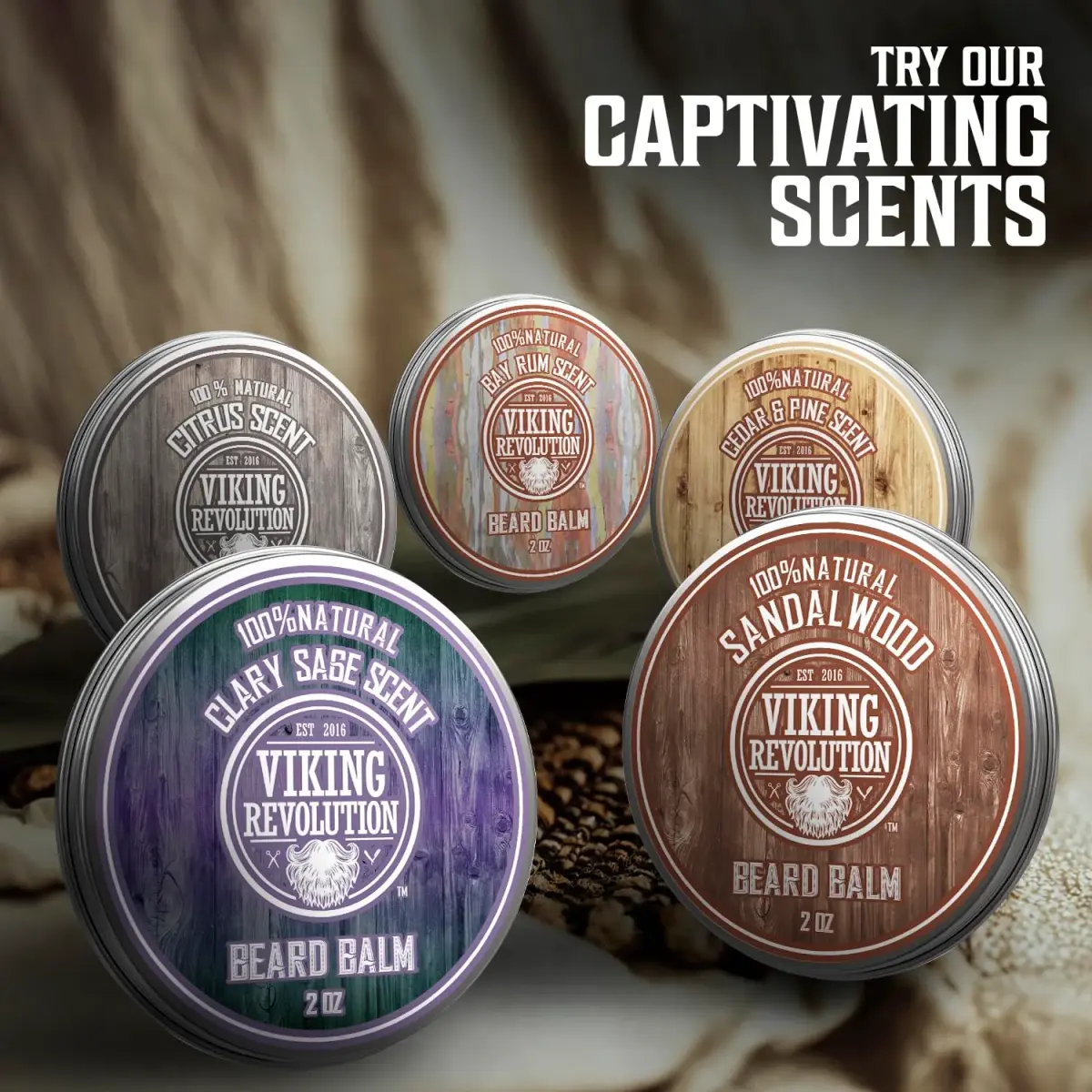 Viking Revolution Sandalwood Beard Balm - Beard Butter with Argan Oil, Beard Softener for Men with Jojoba Oil - Beard Moisturizer for Men with Beeswax - Beard Wax for Men (4 oz total, 2 x 2 oz) - view 8