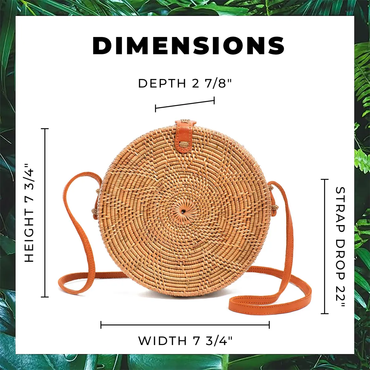 Novum Crafts Handmade Rattan Purse 20 cm (7.75") | Bali Woven Straw Crossbody Bag - view 5