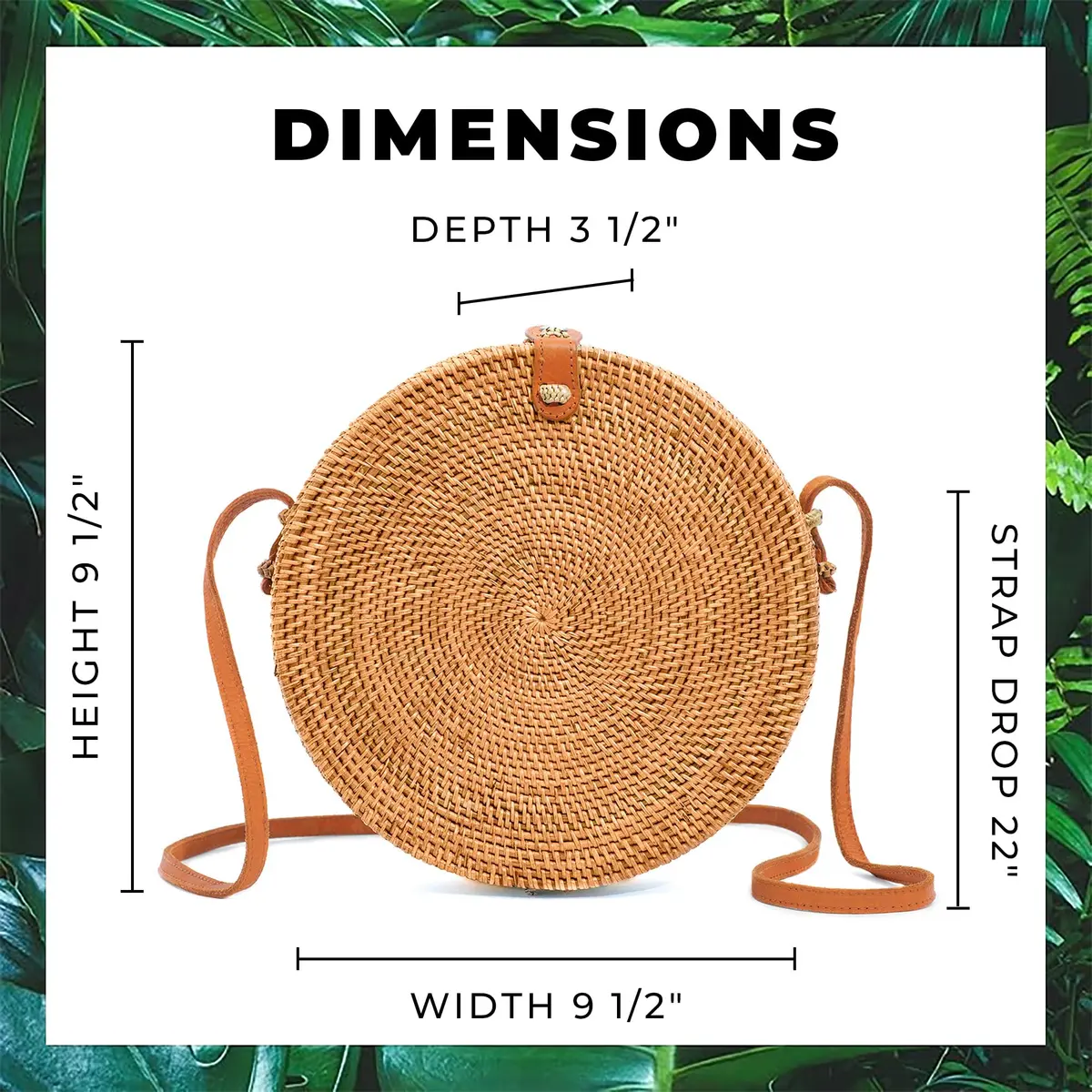 Novum Crafts Handmade Rattan Purse - Straw Wicker Crossbody Bag for Women | Tropical Bohemian Style (70-120 chars) - view 4