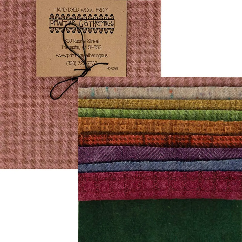 Moda Fabrics Hand Dyed Wool Pastel Texture Charm Pack 10 5-inch Squares | Assorted Colors & Textures, Premium Wool Quilt Fabric - main product image