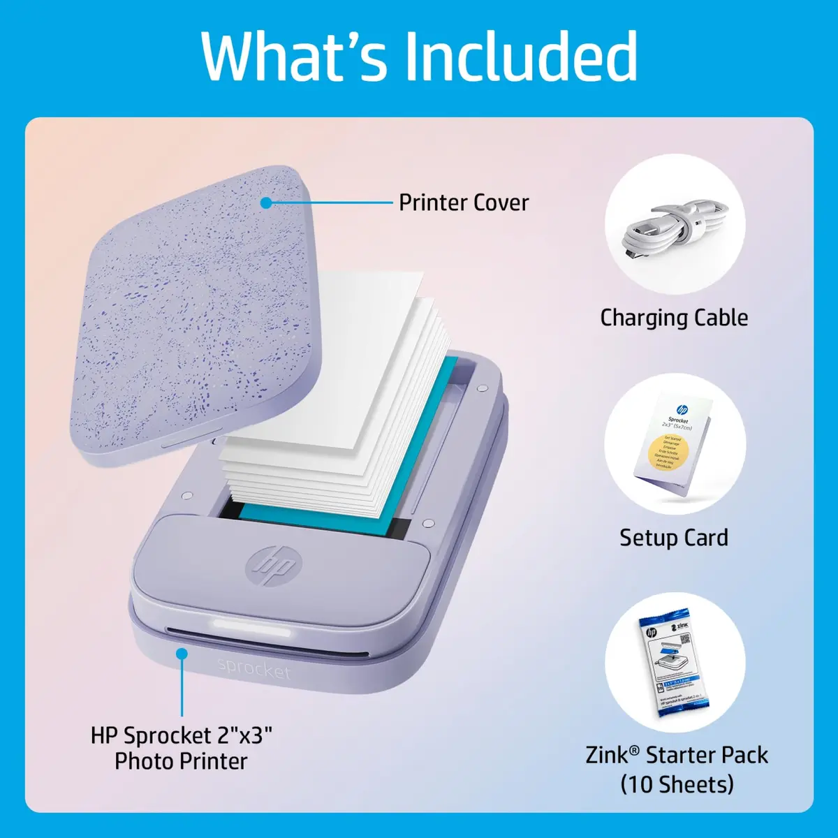 HP Sprocket 2x3 Portable Photo Printer - Purple | Instant Smartphone Color Wireless Printer - view 4
