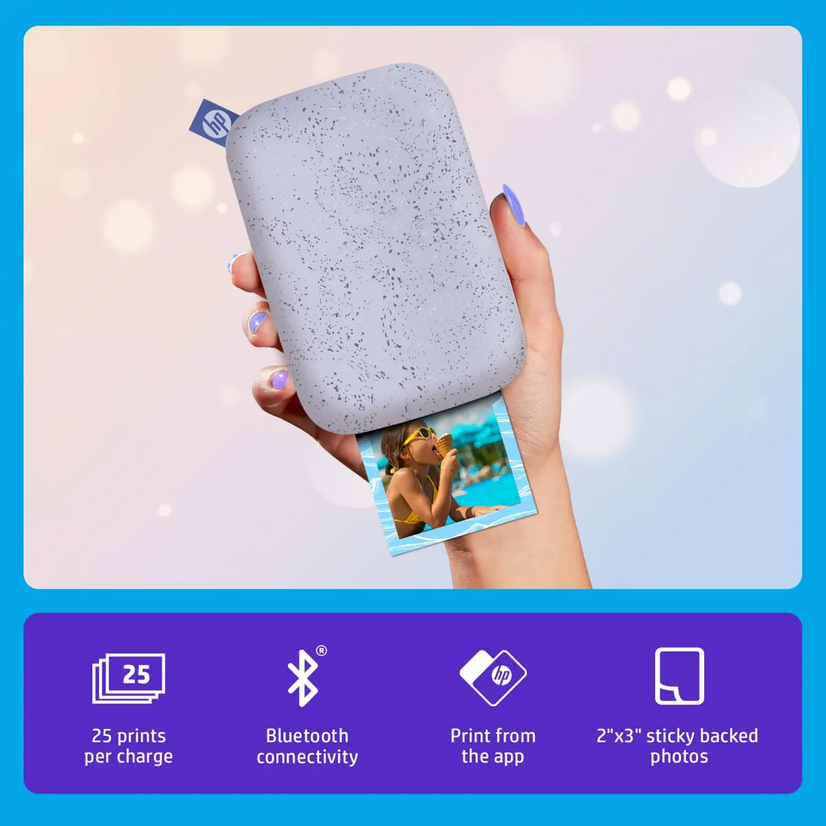 HP Sprocket 2x3 Portable Photo Printer - Purple | Instant Smartphone Color Wireless Printer - view 2