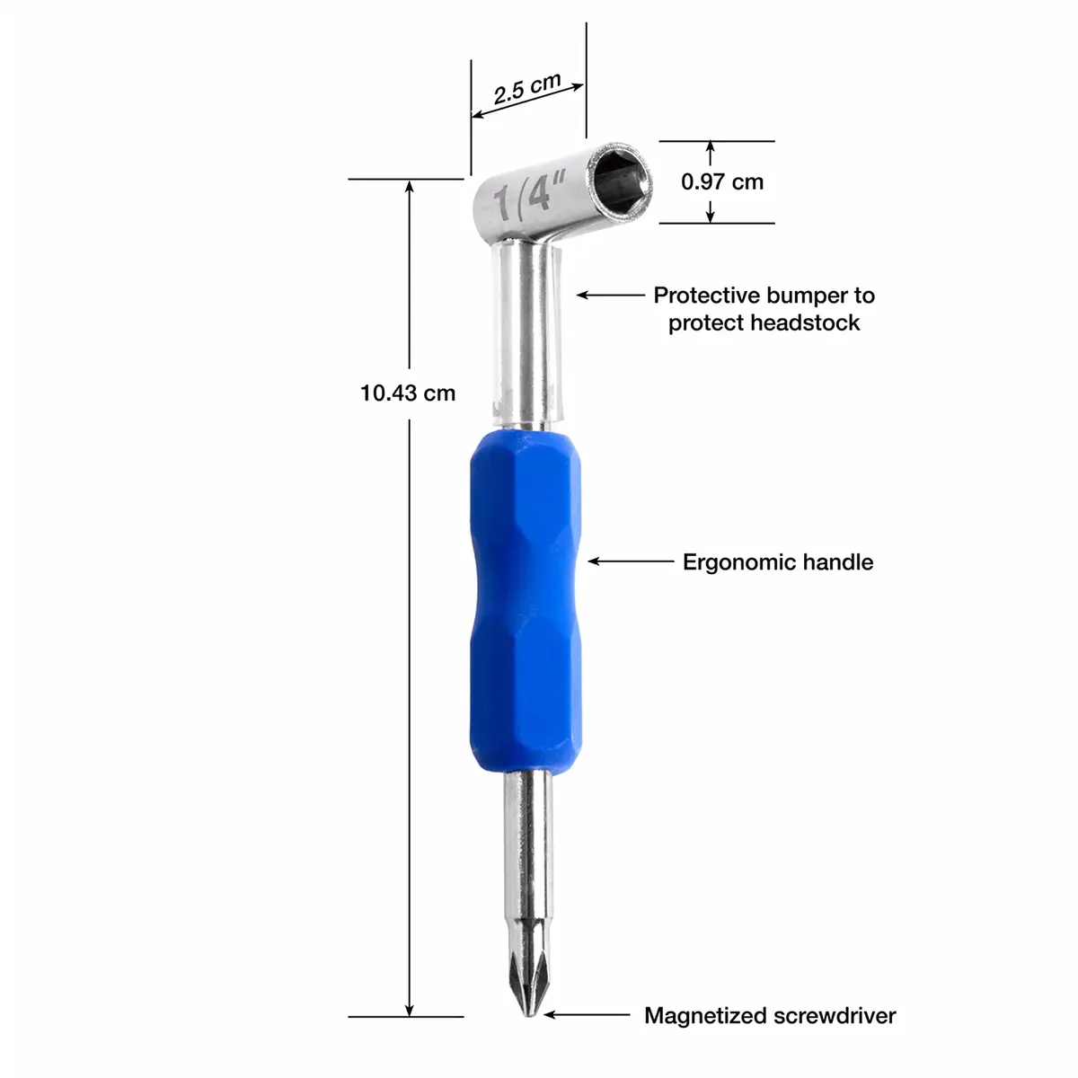 MusicNomad Premium 1/4" Truss Rod Wrench for Taylor Guitars | Carbon Steel, Ergonomic Handle, Magnetized Screwdriver - view 3