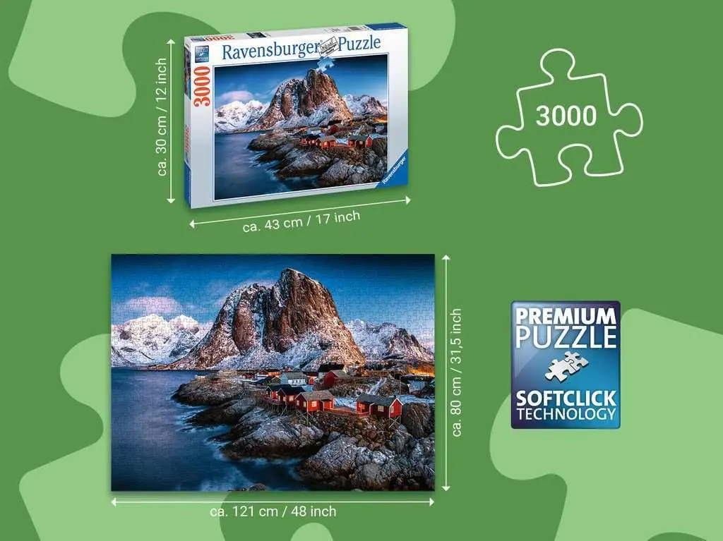 Ravensburger Hamnoy, Lofoten 3000 Piece Jigsaw Puzzle for Adults | 121cm x 80cm (47.6in x 31.5in) - view 3