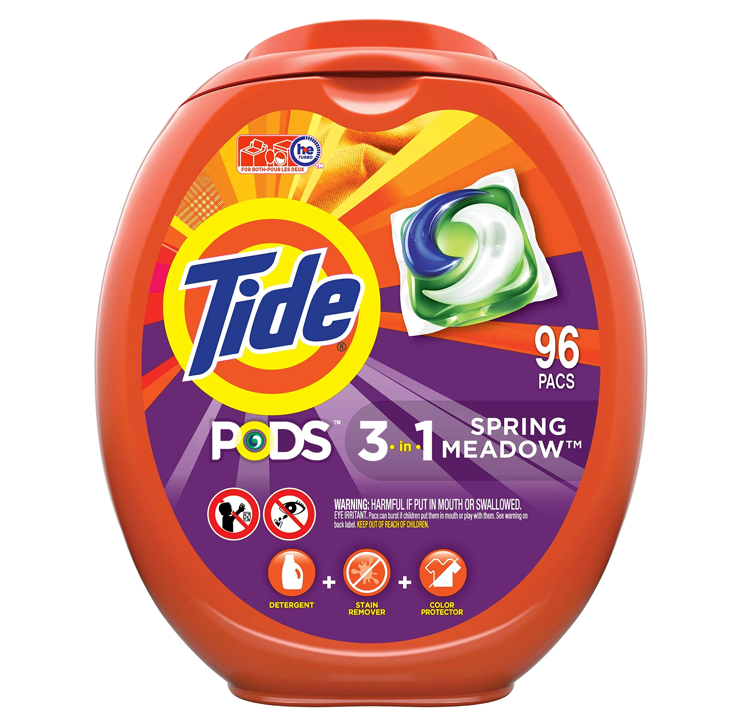 Tide PODS Laundry Detergent Soap PODS, High Efficiency (HE), Spring Meadow Scent, 96 Count - main product image