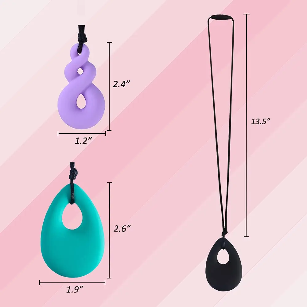 MaberryTech Direct Chew Necklace 4 Piece Set | Safe Silicone Chewy Sensory Toy for Kids - view 2