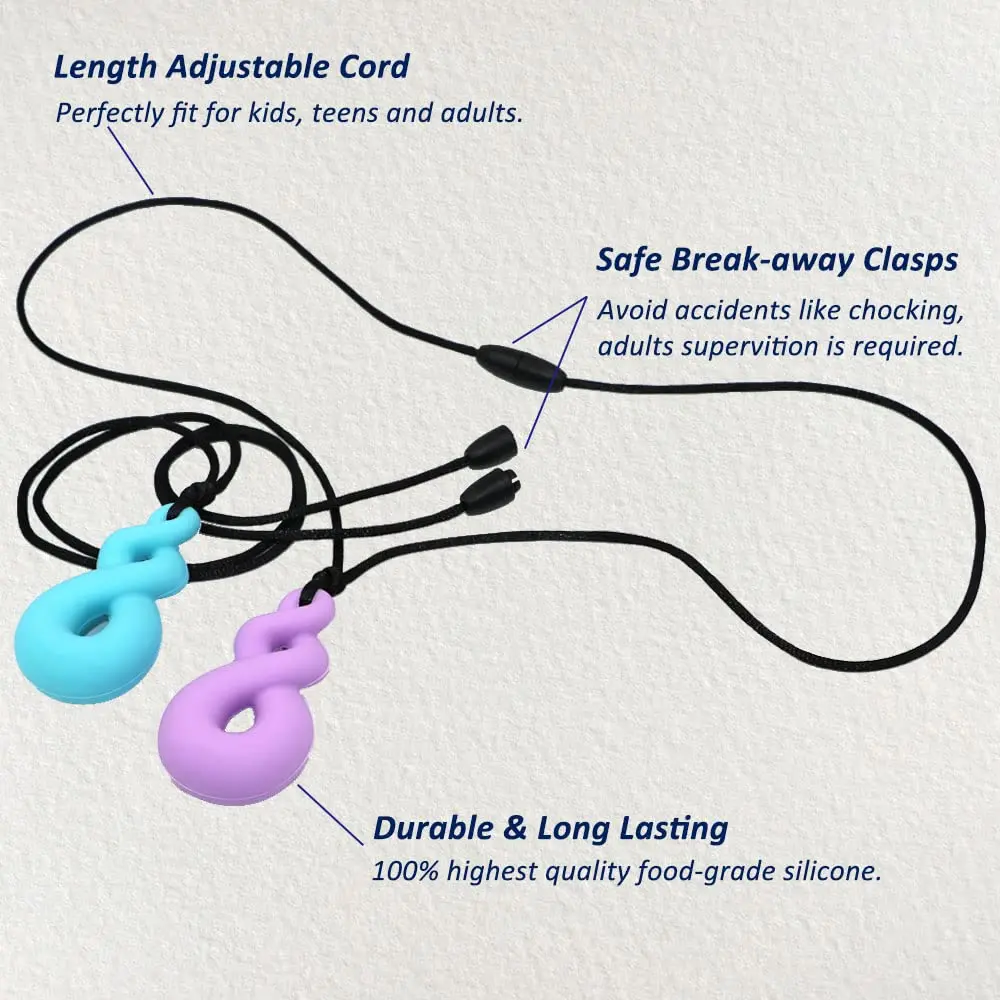MaberryTech Direct Chew Necklace 4 Piece Set | Safe Silicone Chewy Sensory Toy for Kids - view 4
