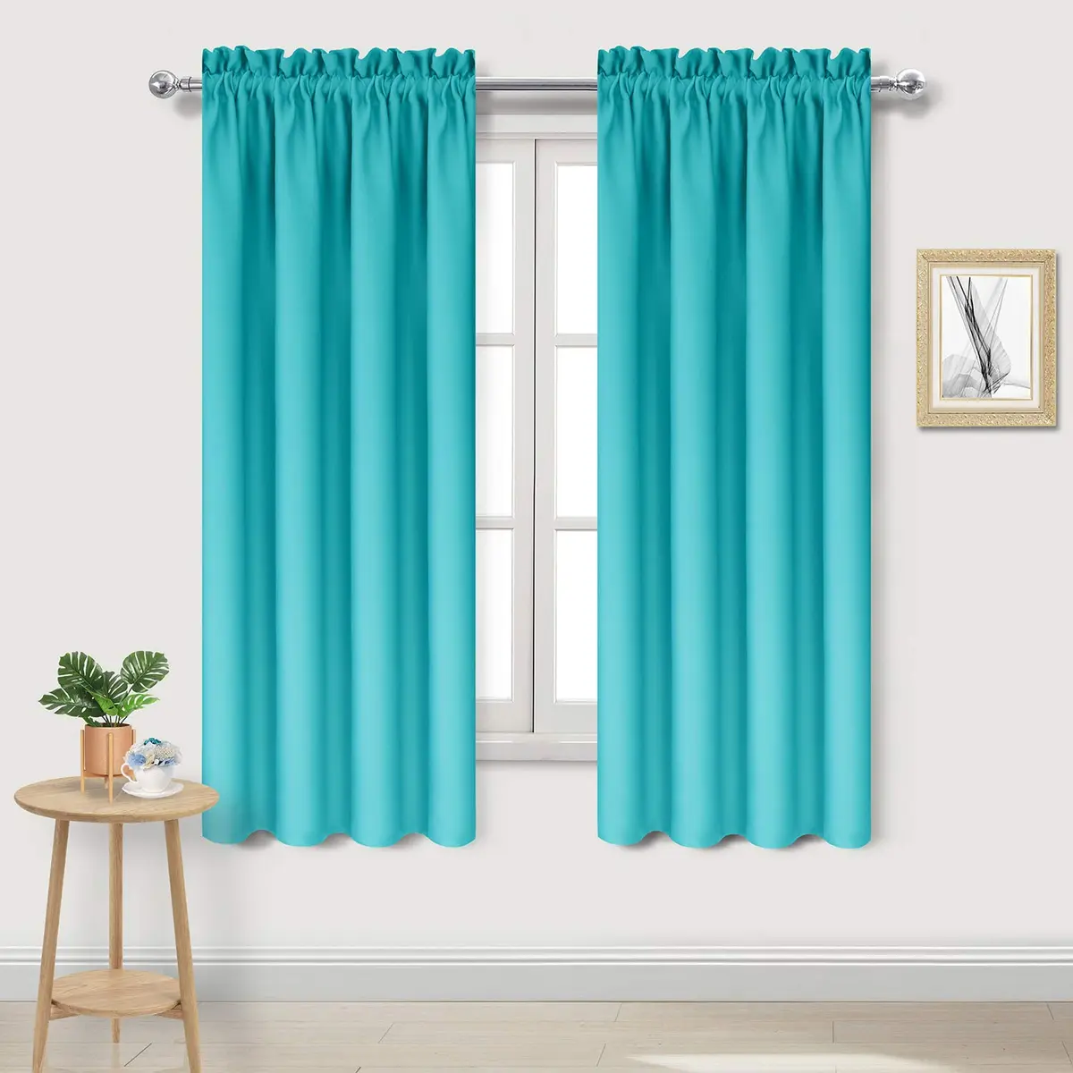DWCN Blackout Curtains for Bedroom & Living Room 42 x 63 Inch Turquoise | Insulate & Block Light - main product image
