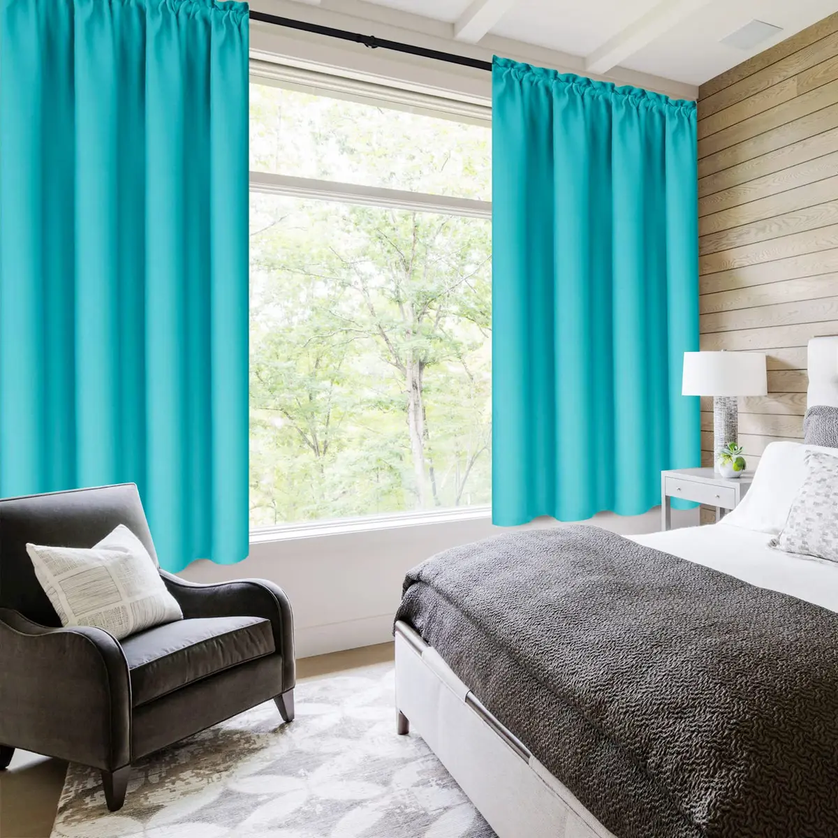 DWCN Blackout Curtains for Bedroom & Living Room 42 x 63 Inch Turquoise | Insulate & Block Light - view 2