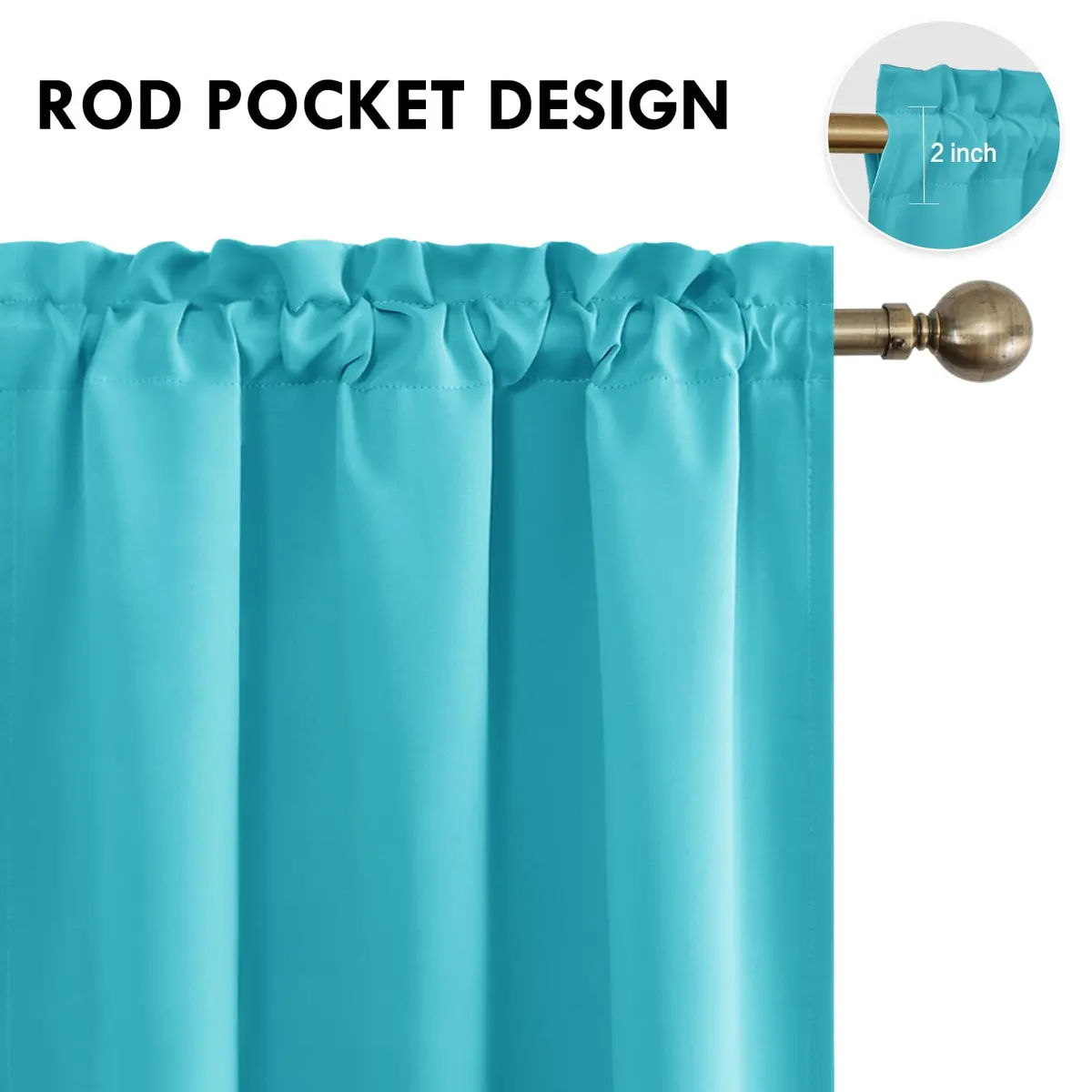 DWCN Blackout Curtains for Bedroom & Living Room 42 x 63 Inch Turquoise | Insulate & Block Light - view 4