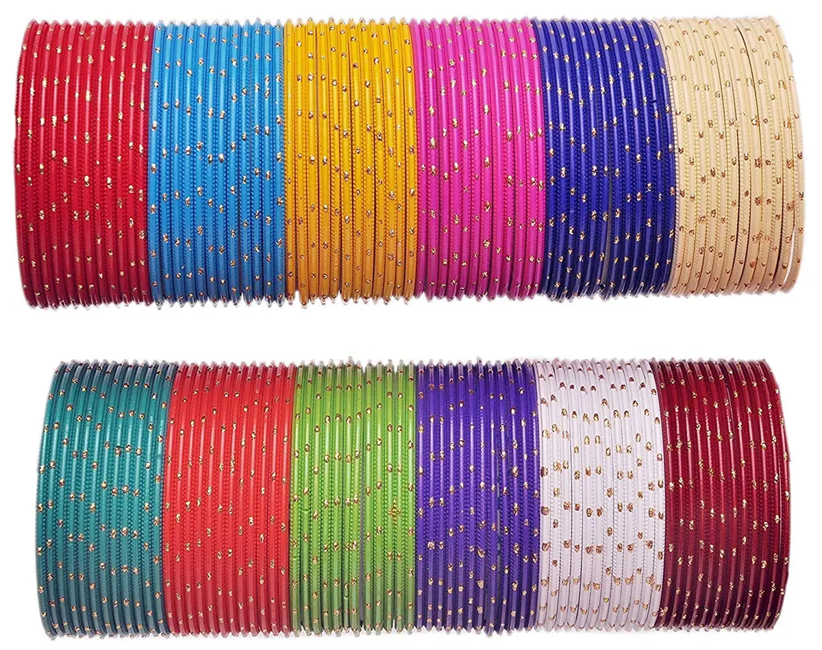 NMII Multicolour Metal Bangles Set for Women & Girls | 144 Bangles, 2 Inches | Perfect for Festivals & Daily Wear - main product image
