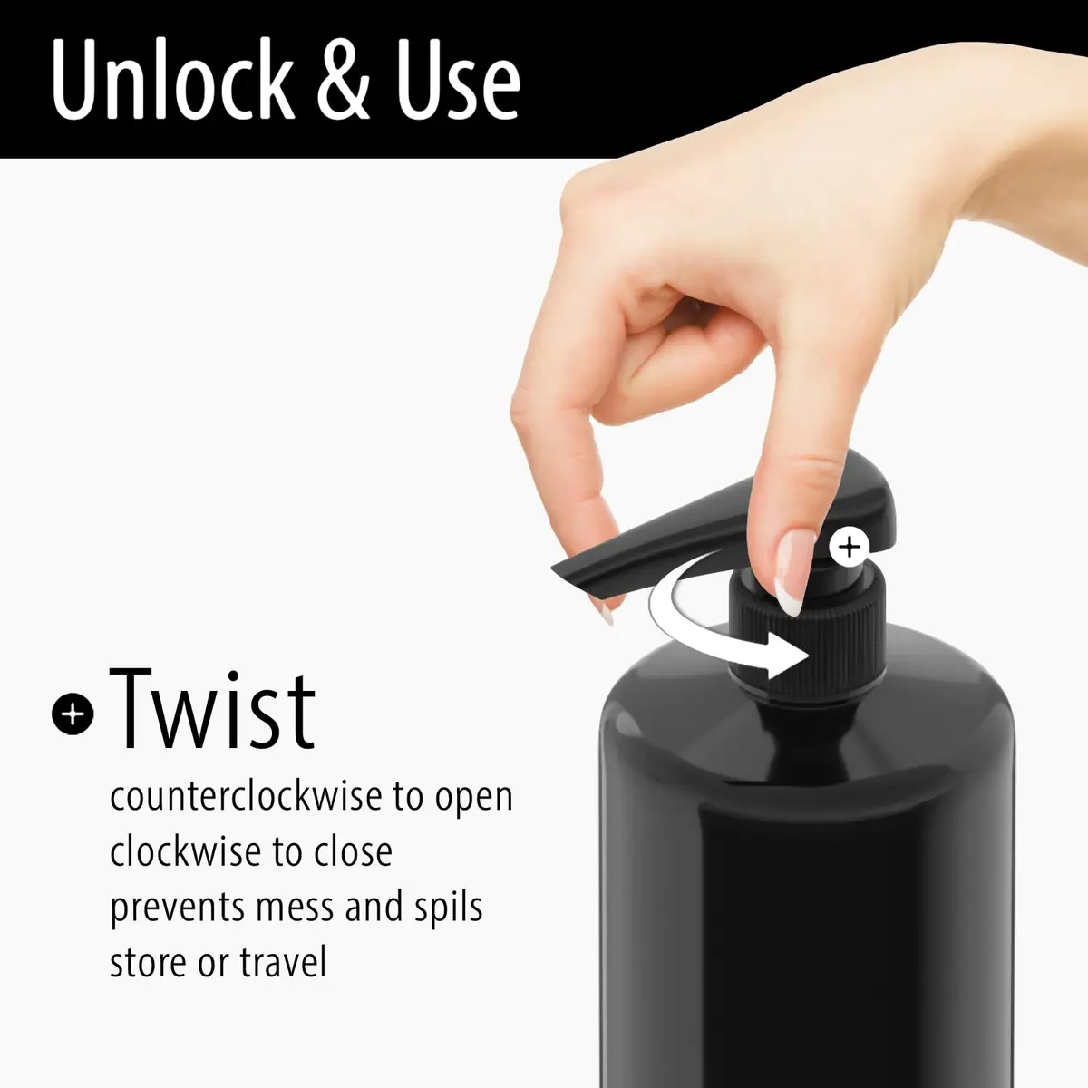 Bar5F White 33.8 oz Pump Dispenser | Universal for Shampoo & Conditioner (70-120 chars) - view 4