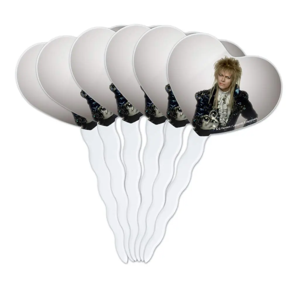 GRAPHICS & MORE David Bowie As Jareth From The Labyrinth Heart Love Cupcake Picks Set of 6 | Food-Safe Acrylic, 1.6" Wide - main product image