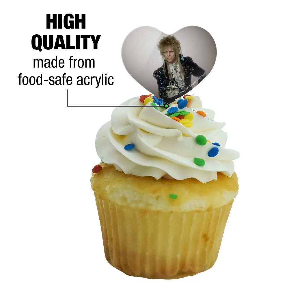 GRAPHICS & MORE David Bowie As Jareth From The Labyrinth Heart Love Cupcake Picks Set of 6 | Food-Safe Acrylic, 1.6" Wide - view 3