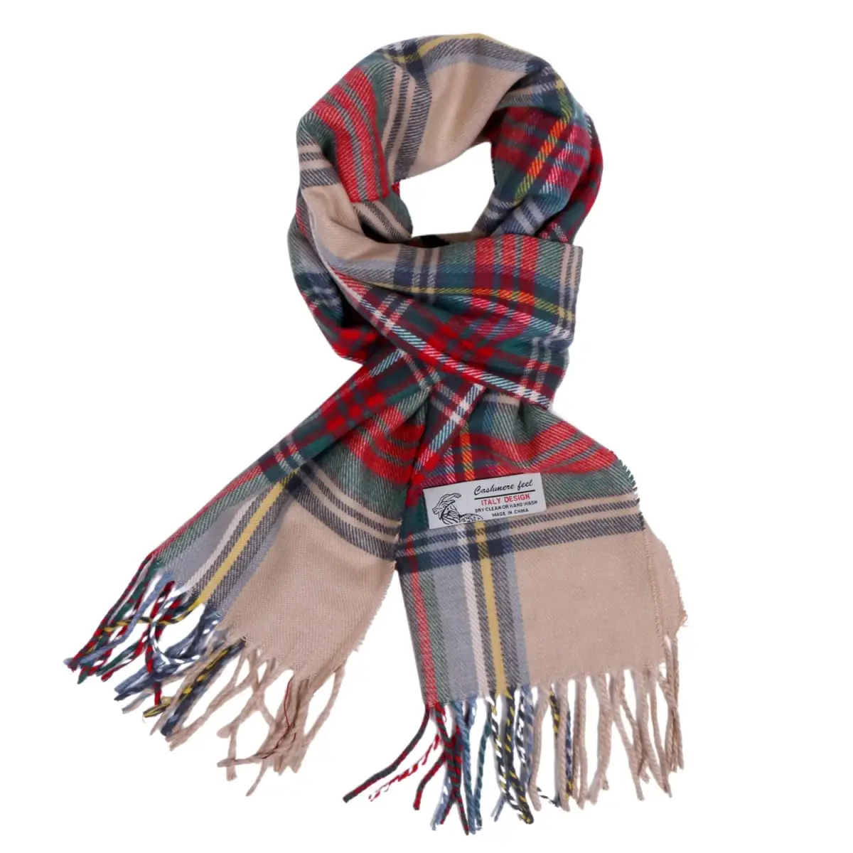 TZ Promise Plaid Cashmere Feel Scarf 183cm (72in) x 30.5cm (12in) | Soft Viscose Wrap for Men & Women - main product image