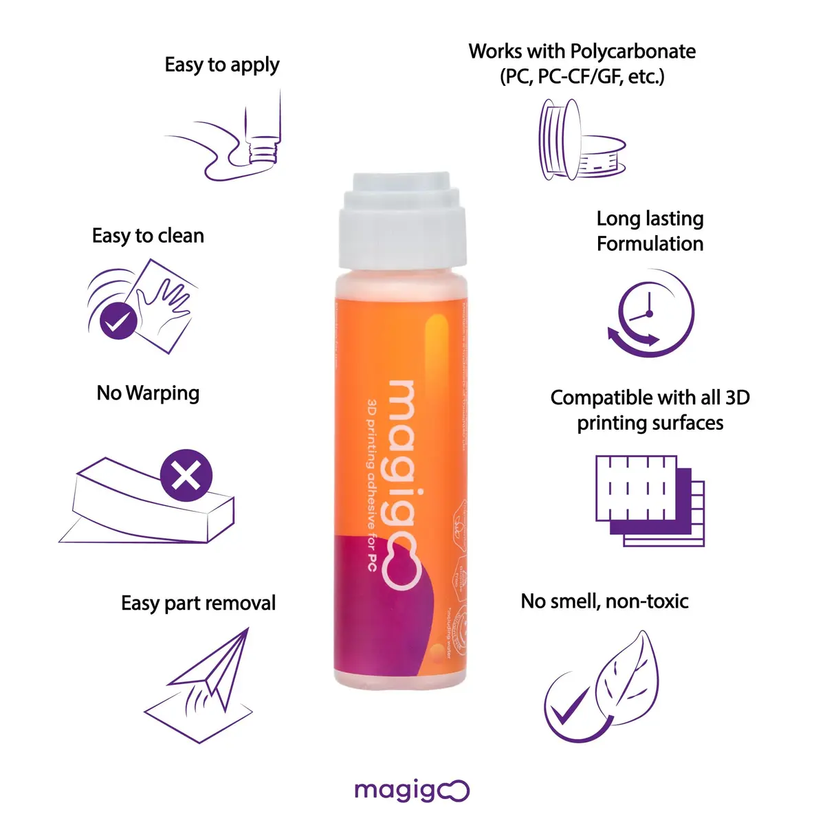 Magigoo PC 3D Printer Bed Adhesive Glue for Polycarbonate Filament, 50mL | Strong Bond & Easy Release - view 2