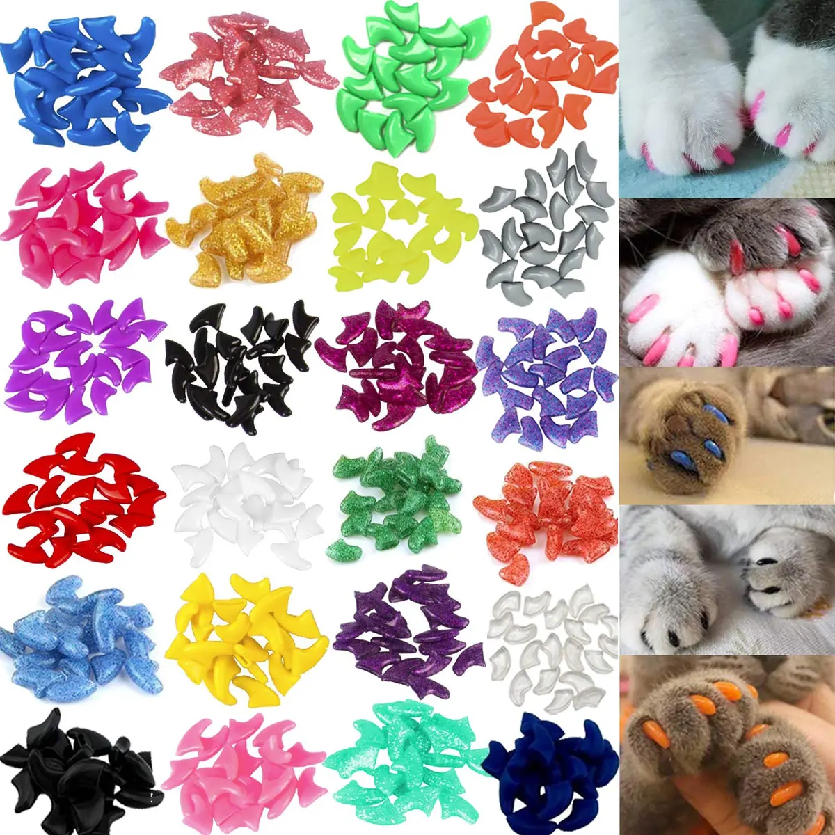 VICTHY Cat Nail Caps 140pcs (14 Colors) Small | Safe Adhesive & Applicators - main product image