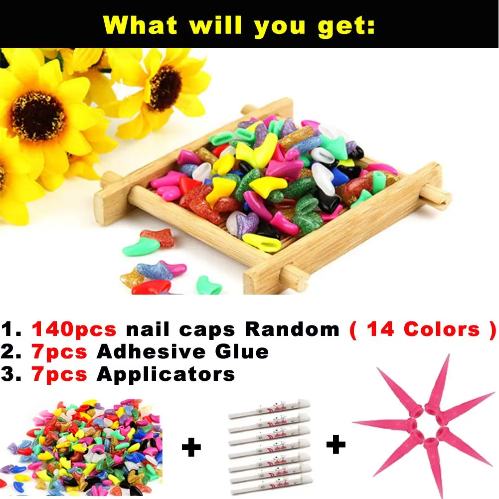 VICTHY Cat Nail Caps 140pcs (14 Colors) Small | Safe Adhesive & Applicators - view 7