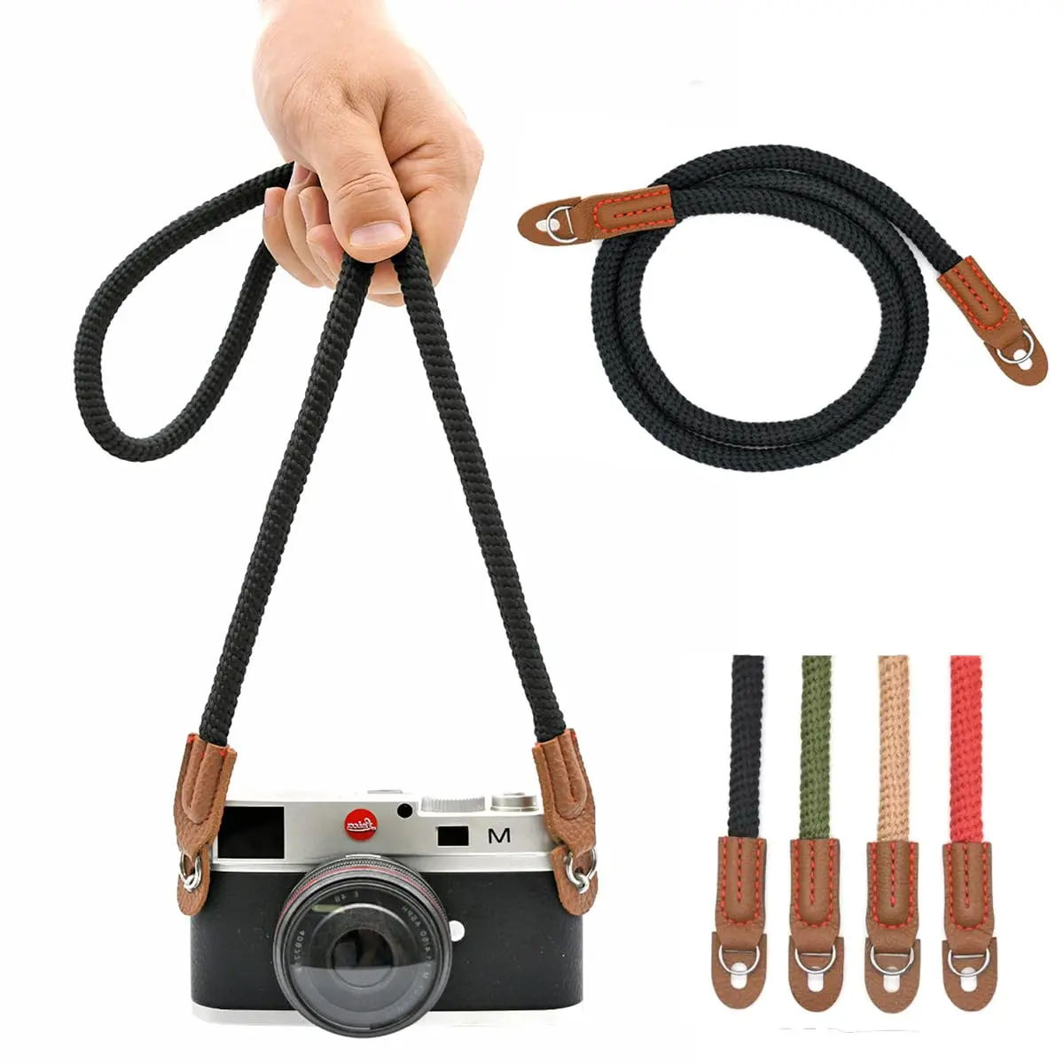 Eorefo Camera Rope Strap 100cm Soft Cotton | Vintage Neck Shoulder Belt for DSLR & Mirrorless - main product image