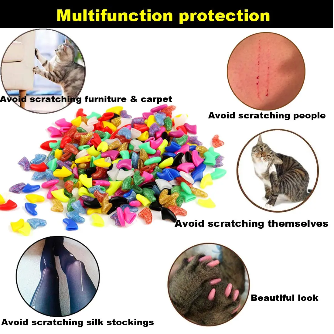 VICTHY Cat Nail Caps Medium | 140pcs (14 Colors) with Adhesives & Applicators - view 4