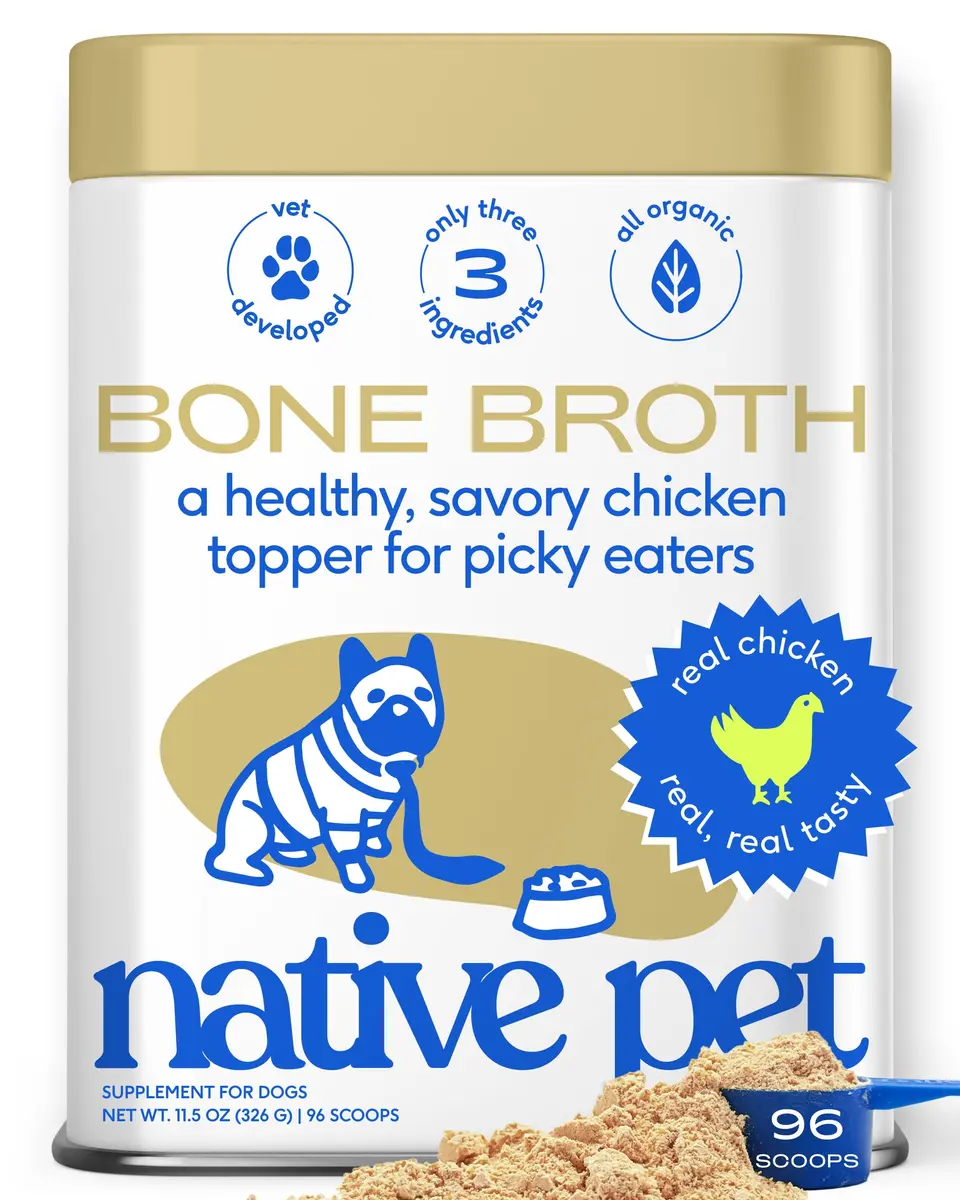 Native Pet Bone Broth for Dogs & Cats - Chicken Bone Broth Powder | Supports Joint, Immunity & Heart Health - 96 Scoops - main product image