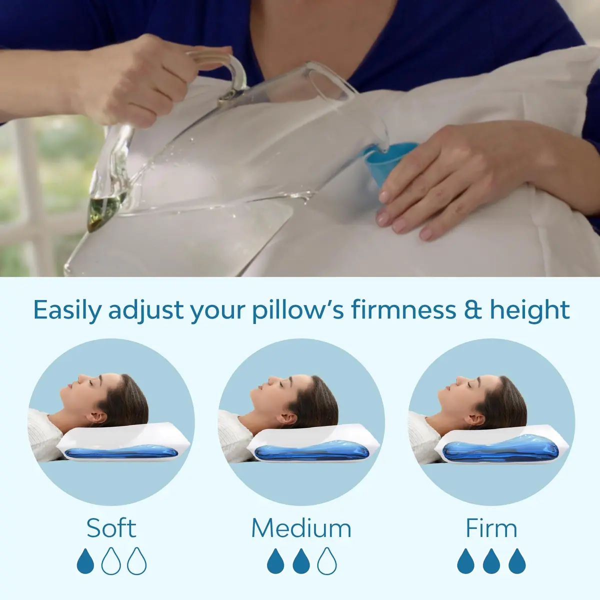 Mediflow Water Pillow Memory Foam Water Base Technology | Adjustable Neck Support (70-120 chars) - view 5