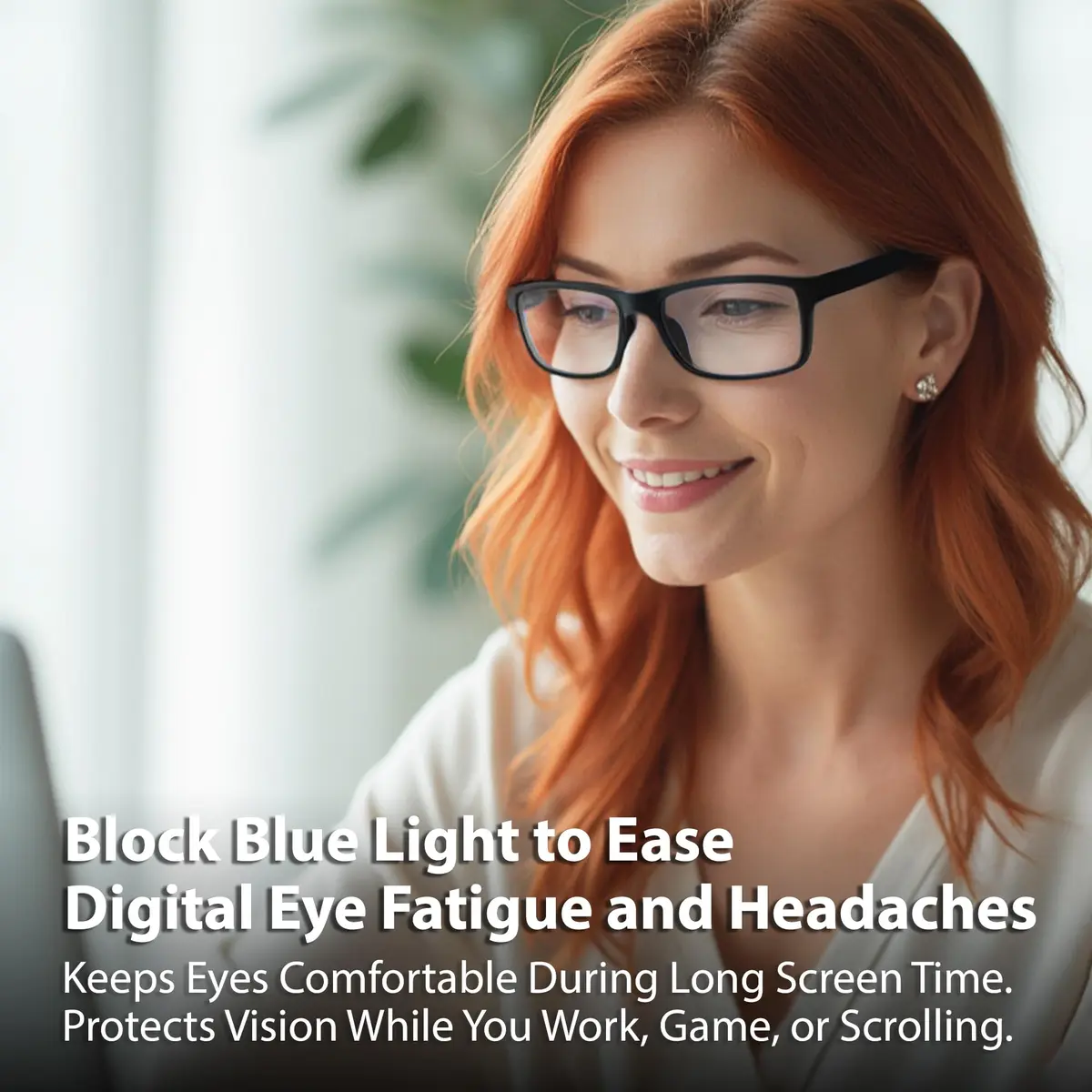 BLUE CUT Blue Light Blocking Glasses for Men/Women | Reduce Eye Strain & Fatigue, Stylish & Lightweight, 55mm Wide, Unisex - view 4