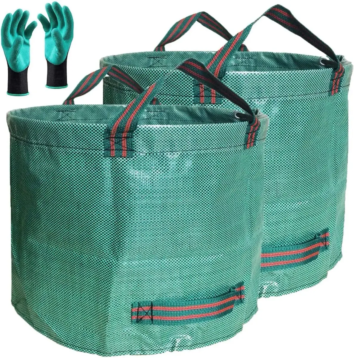 Tespher 137 Gallon Reusable Yard Waste Bags (D34"xH34") with Gloves | Heavy Duty Polypropylene for Lawn Debris - main product image