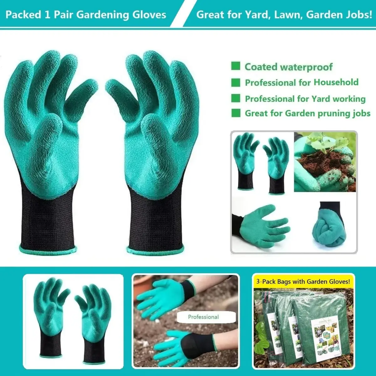 Tespher 137 Gallon Reusable Yard Waste Bags (D34"xH34") with Gloves | Heavy Duty Polypropylene for Lawn Debris - view 9