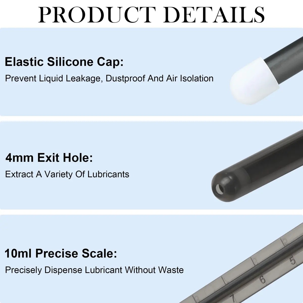 NEWJINDA Black Lube Applicator Syringe with Storage Bag - 2 Pcs, 10ml Precise Scales | Reusable Anal Lube Shooter - view 4