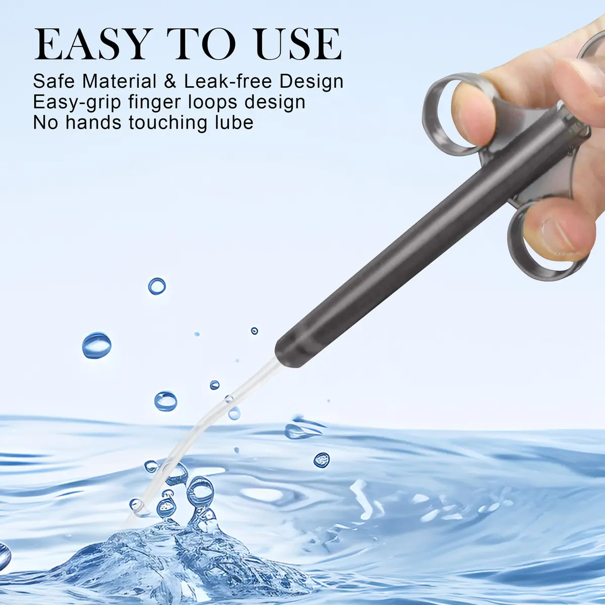NEWJINDA Black Lube Applicator Syringe with Storage Bag - 2 Pcs, 10ml Precise Scales | Reusable Anal Lube Shooter - view 5
