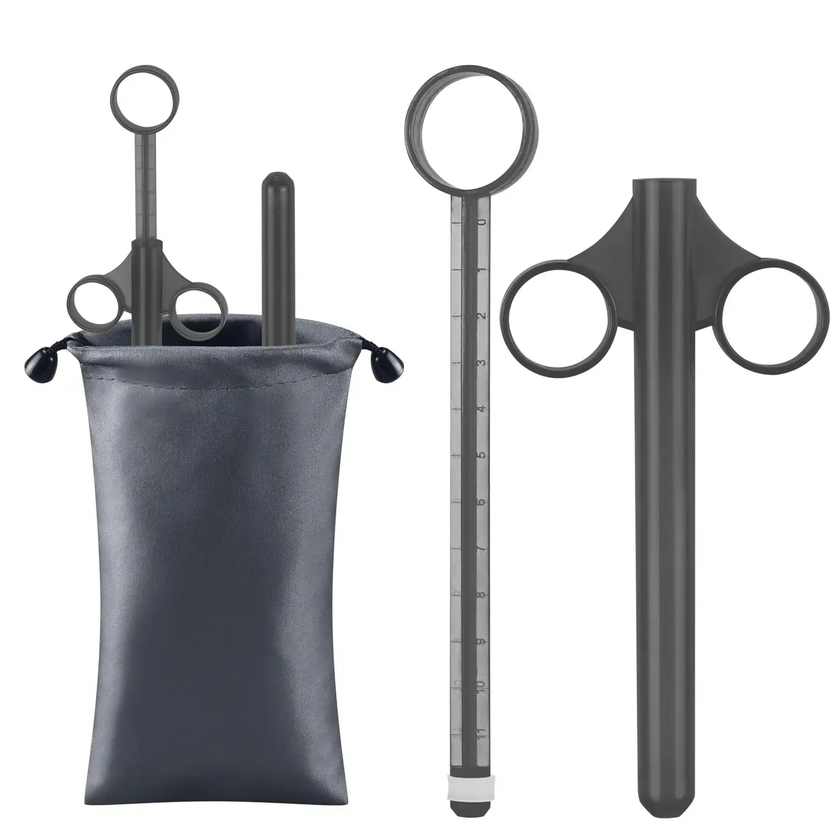 NEWJINDA Black Lube Applicator Syringe with Storage Bag - 2 Pcs, 10ml Precise Scales | Reusable Anal Lube Shooter - main product image