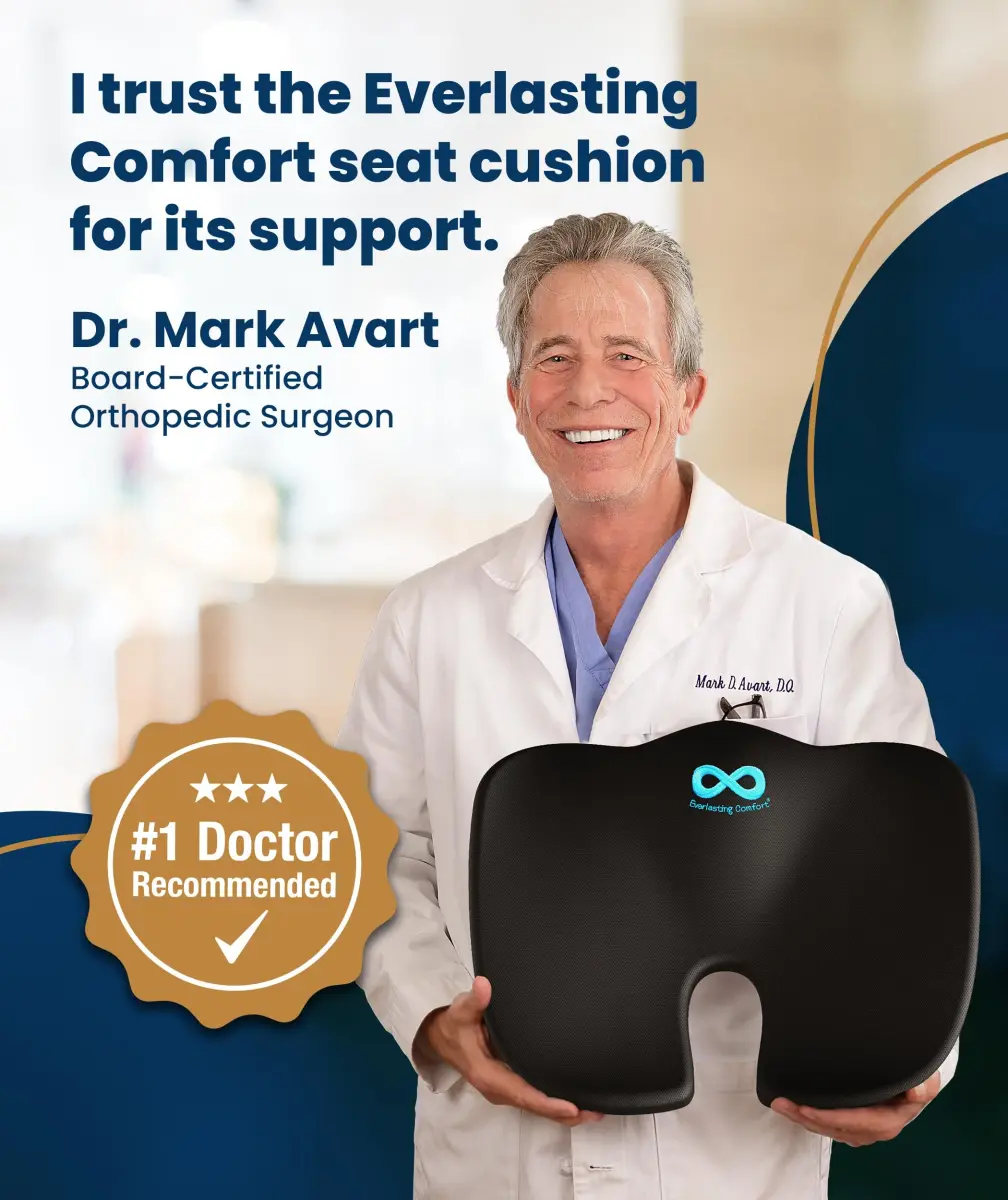Everlasting Comfort Black Airflow Memory Foam Seat Cushion | Ergonomic U-Shape for Tailbone Pain Relief, Sciatica (Large) - view 8