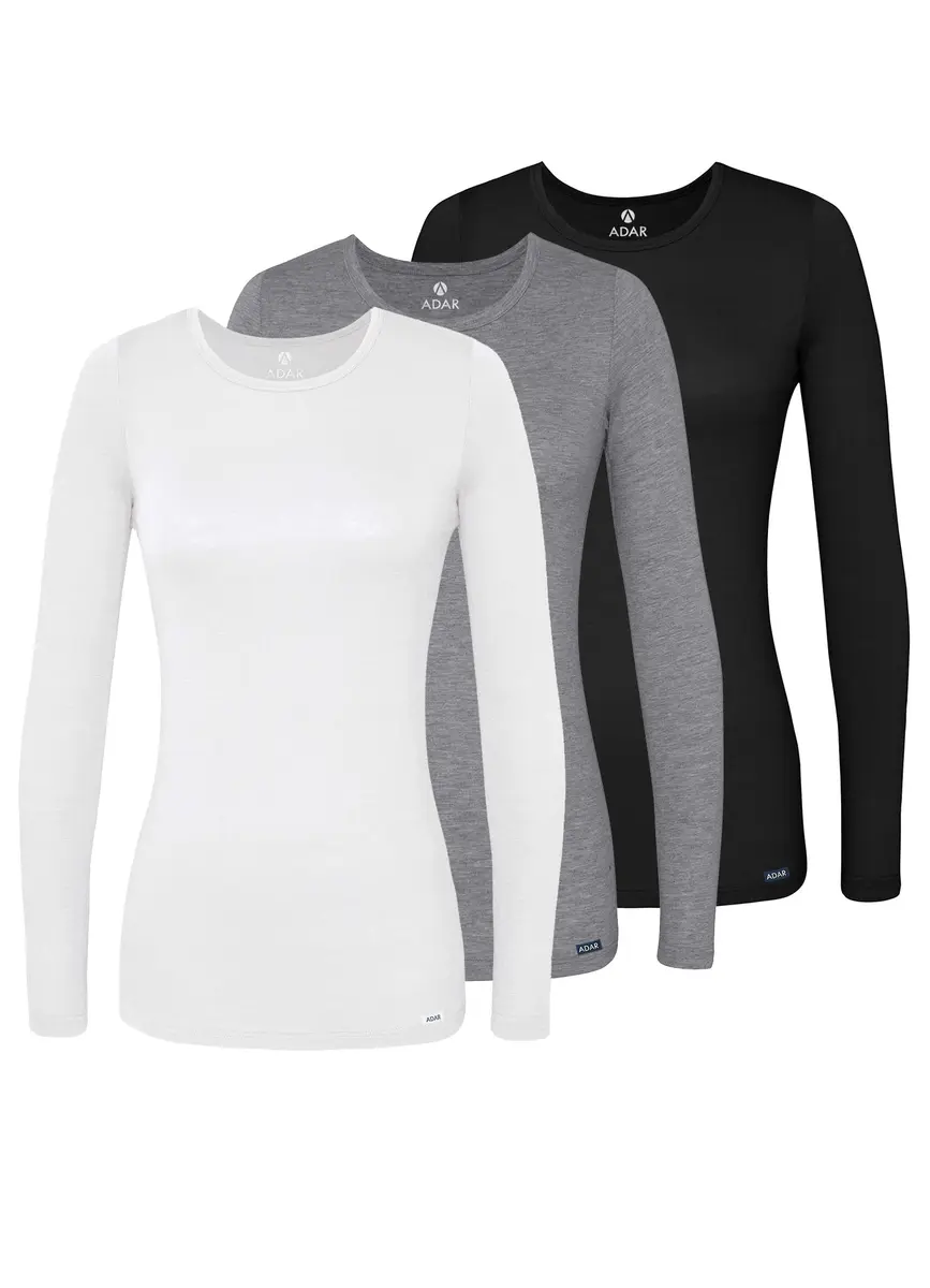 ADAR Medical Uniforms Underscrubs for Women 3 Pack - Long Sleeve Comfort Tee - XXS - main product image