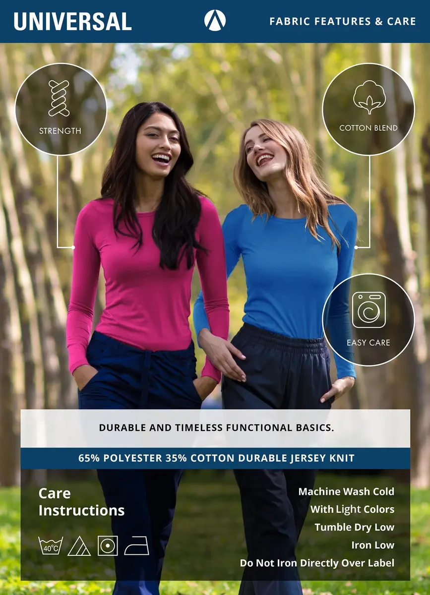 ADAR Medical Uniforms Underscrubs for Women 3 Pack - Long Sleeve Comfort Tee - XXS - view 7
