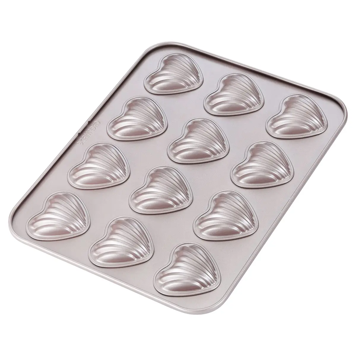 CHEFMADE Heart Madeleine Mold Cake Pan 12-Cavity | Non-Stick Shell Cake Pan for Oven Baking (Champagne Gold) - main product image