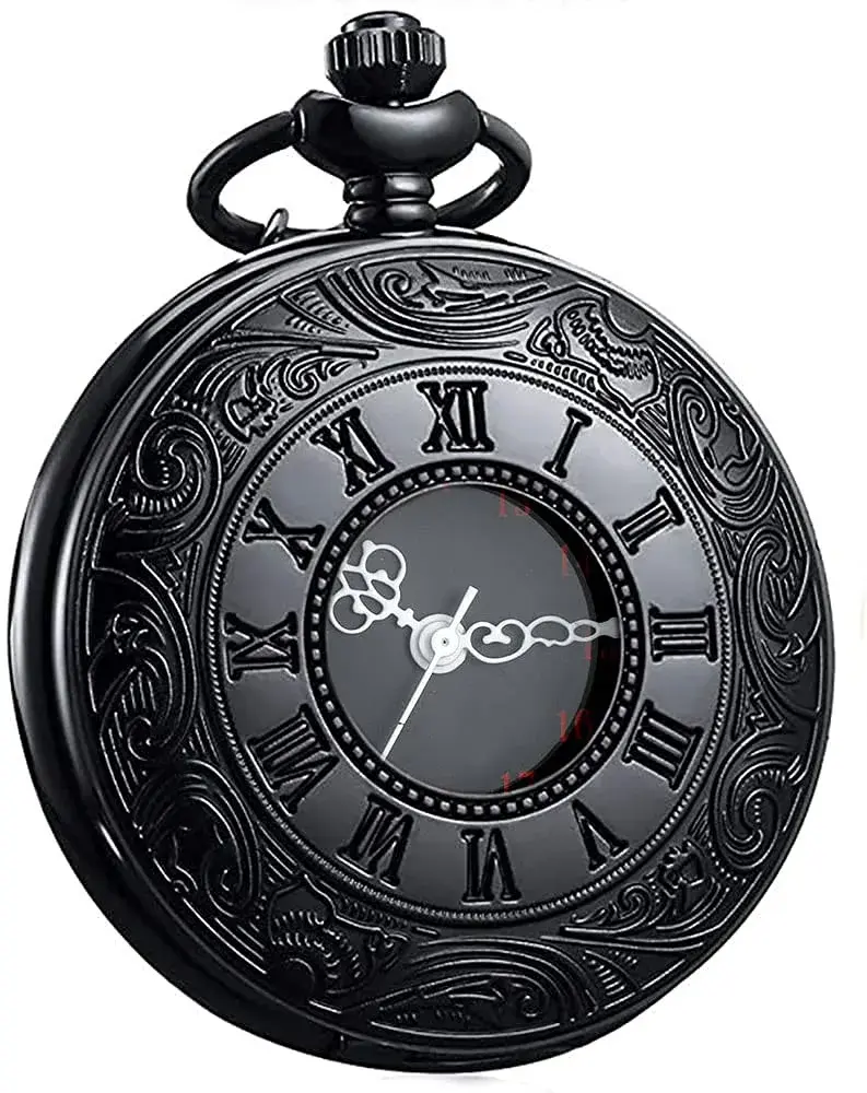 LYMFHCH Vintage Pocket Watch with Chain, Roman Numerals Scale Quartz Pocket Watch 46mm (1.8") | Classic Engraved Design for Gifting - view 6