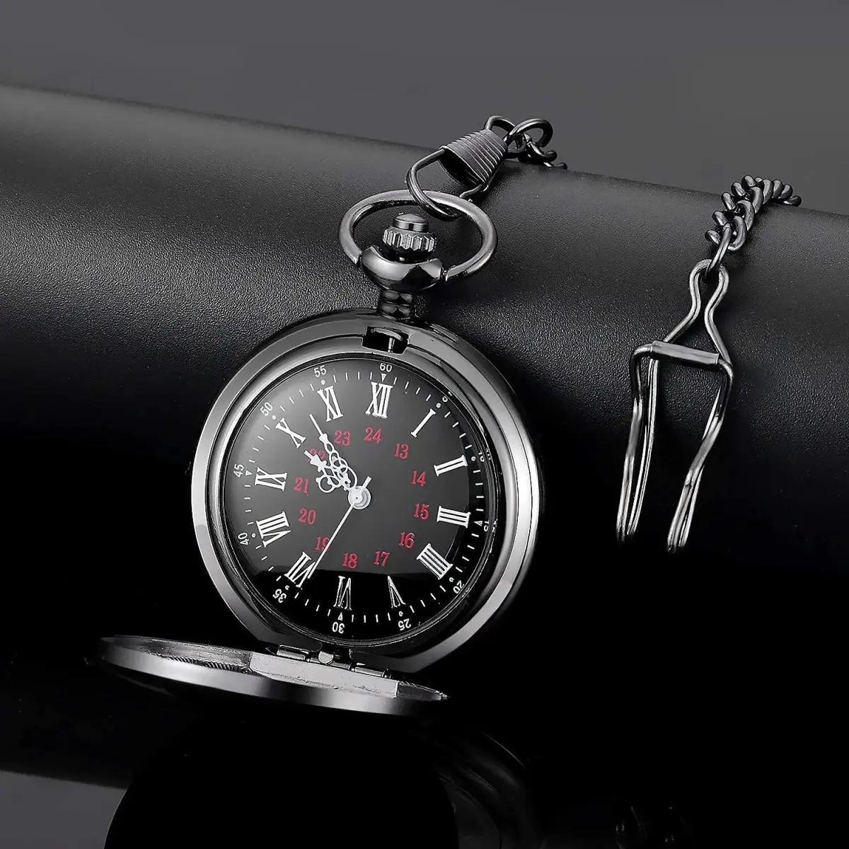 LYMFHCH Vintage Pocket Watch with Chain, Roman Numerals Scale Quartz Pocket Watch 46mm (1.8") | Classic Engraved Design for Gifting - view 4