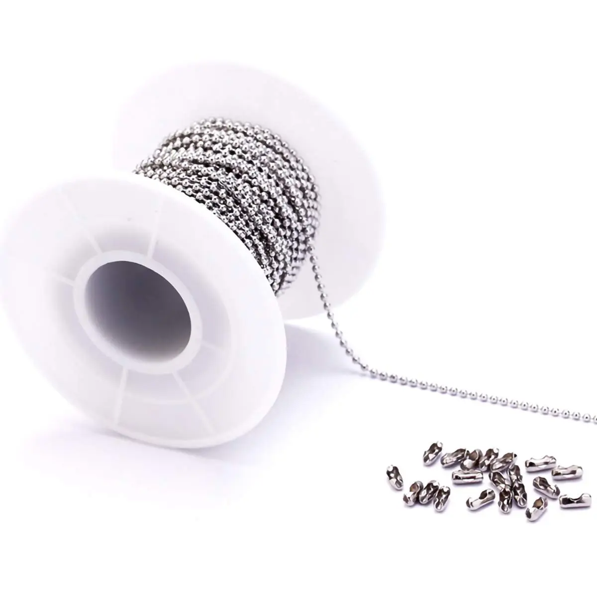Tiparts 30 Feet Stainless Steel Ball Chain with 20 Connectors (1.5mm / 0.059in) - main product image