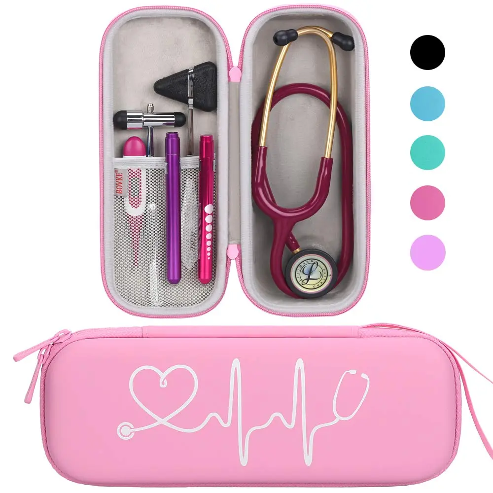 BOVKE Travel Carrying Case Compatible with 3M Littmann Classic III, Lightweight II S.E, MDF Acoustica Deluxe Stethoscope, Pearl Pink - main product image