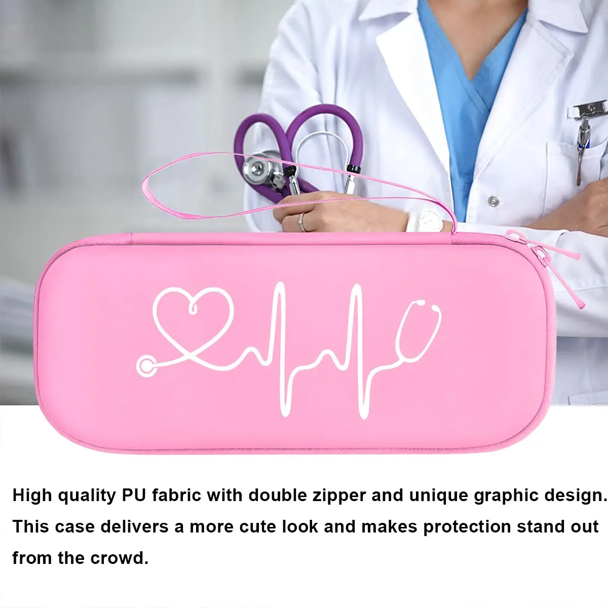 BOVKE Travel Carrying Case Compatible with 3M Littmann Classic III, Lightweight II S.E, MDF Acoustica Deluxe Stethoscope, Pearl Pink - view 8